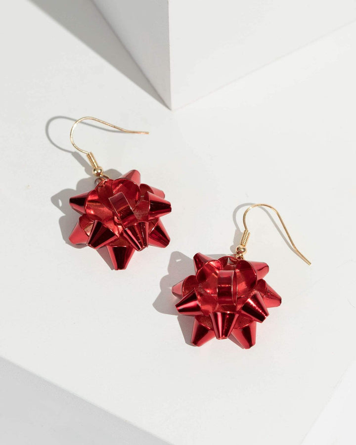 Red Gift Wrapping Drop Earrings | Earrings