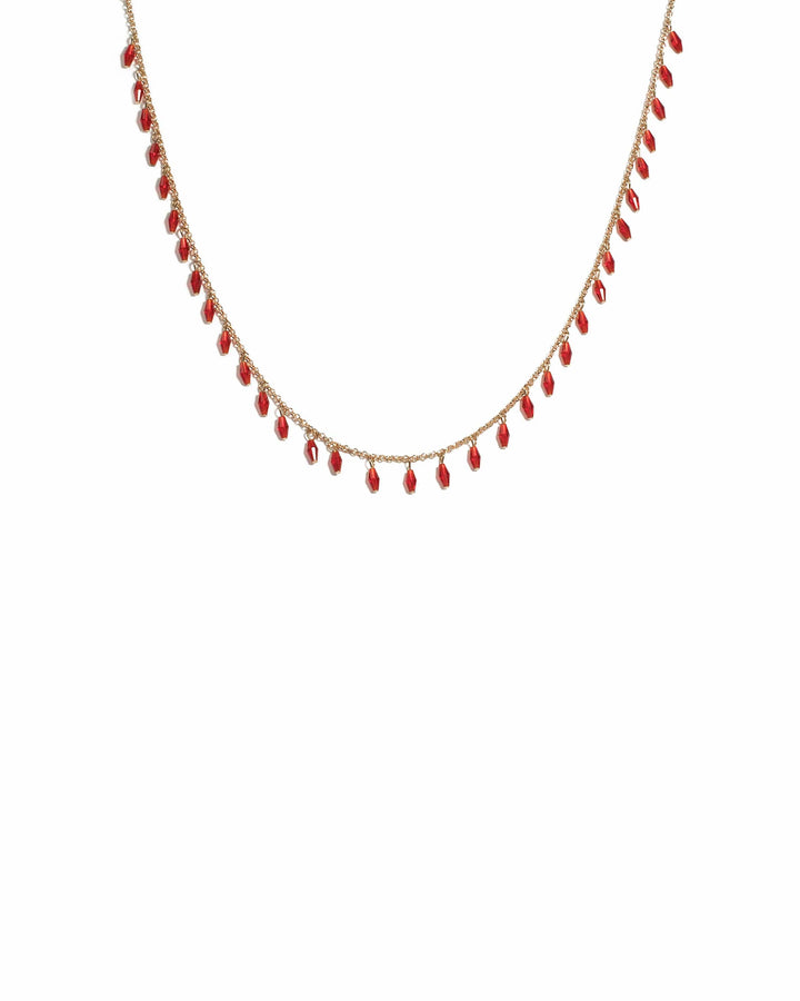 Colette by Colette Hayman Red Gold Tone Beaded Drop Chain Necklace