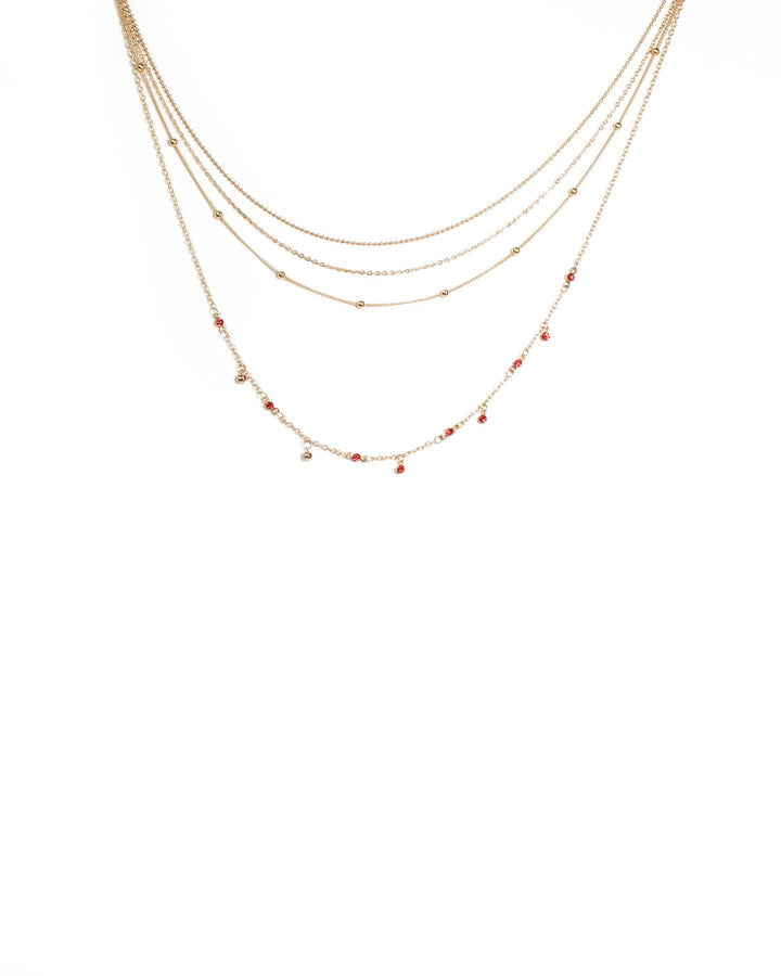 Colette by Colette Hayman Red Gold Tone Fine Layer Metal Necklace