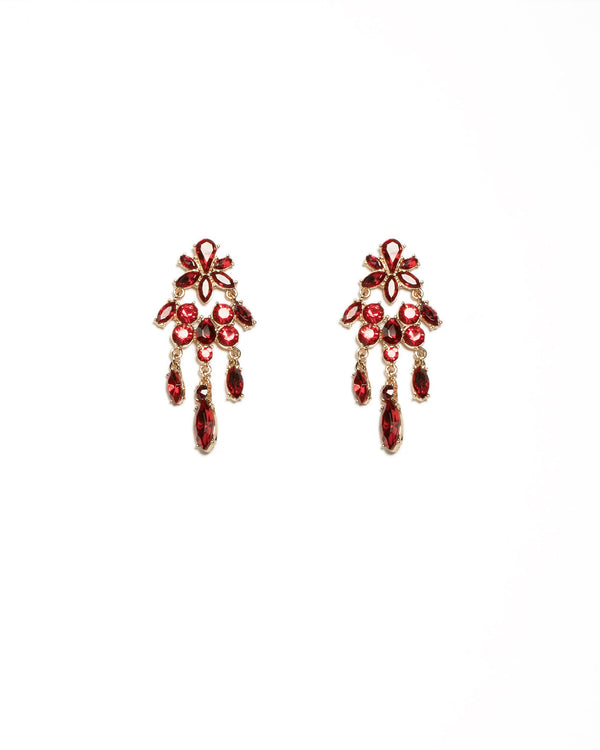 Colette by Colette Hayman Red Gold Tone Multi Stone Drop Earrings