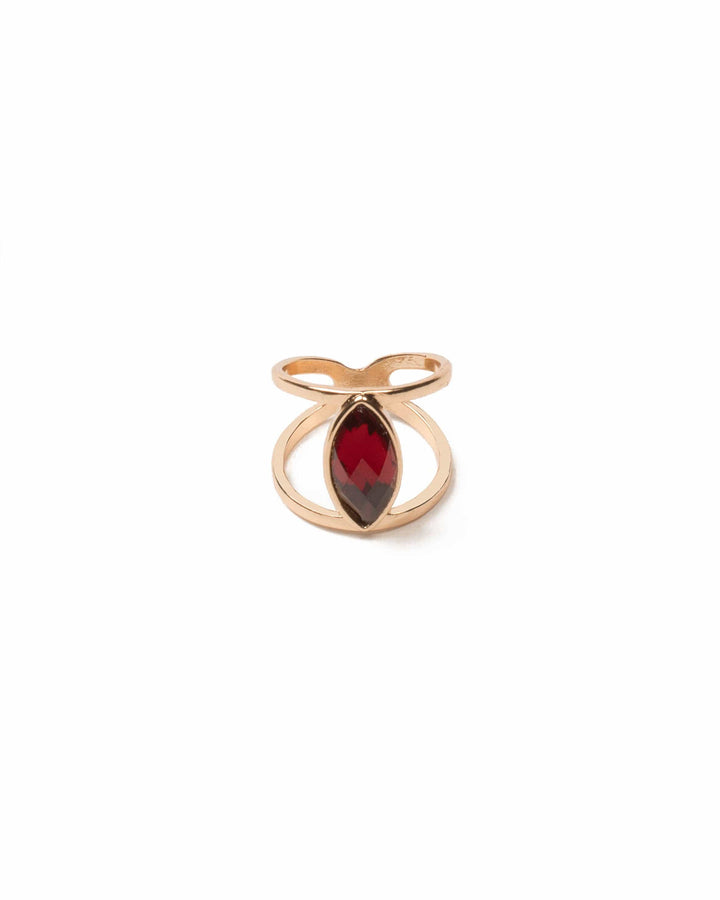 Colette by Colette Hayman Red Gold Tone Navette Double Band Ring - Large