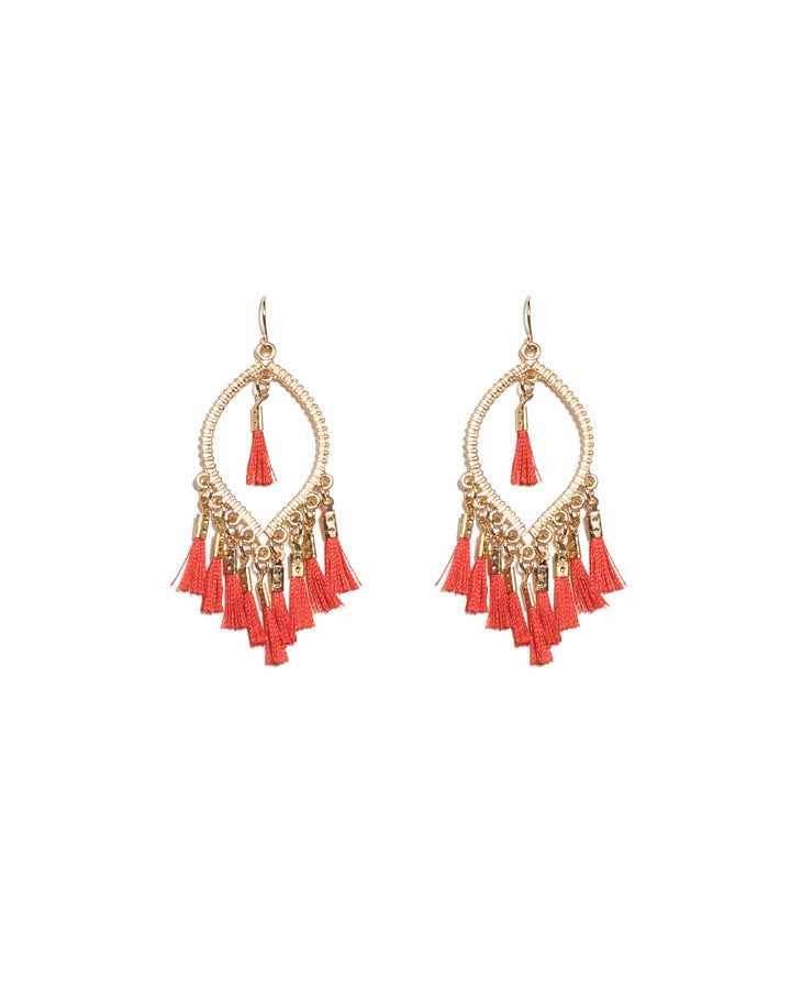 Colette by Colette Hayman Red Gold Tone Oval Mini Tassel Earrings