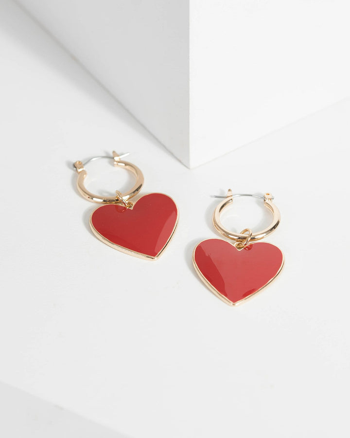 Red Heart Huggie Hoop Earrings | Earrings