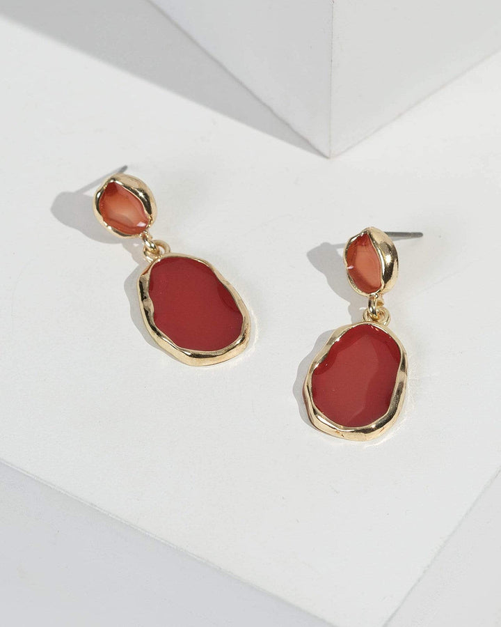 Red Irregular Oval Drop Earrings | Earrings