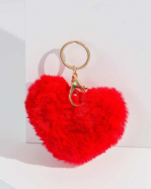 Colette by Colette Hayman Red Love Heart Fluffy Keyring