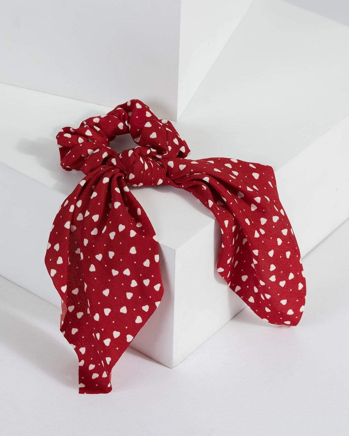 Red Love Heart Knotted Scrunchie | Accessories