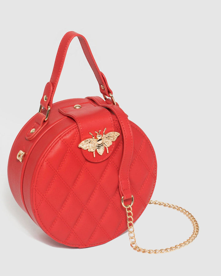 Red Marina Quilted Bee Bag | Clutch Bags