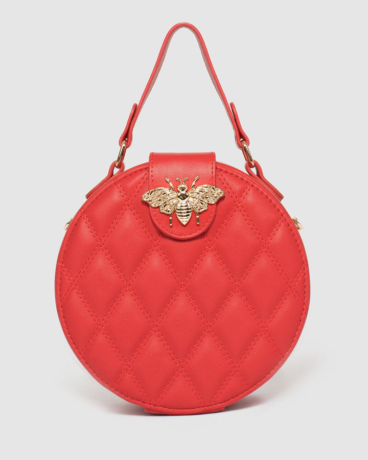 Red Marina Quilted Bee Bag | Clutch Bags