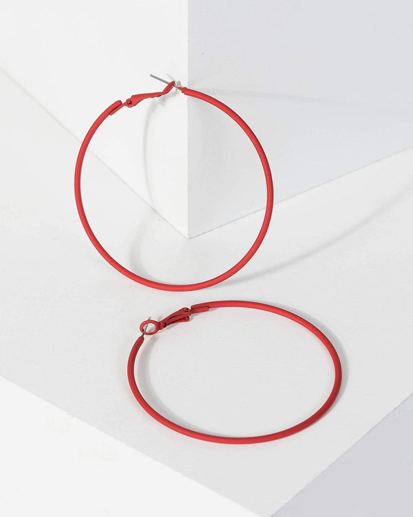 Red Minimalist Big Hoops Earrings | Earrings