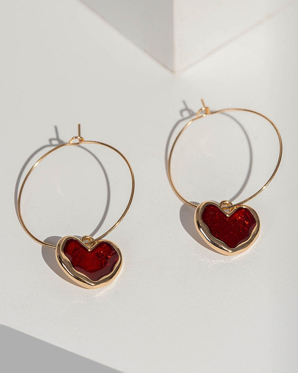Colette by Colette Hayman Red Molten Heart Hoop Earrings