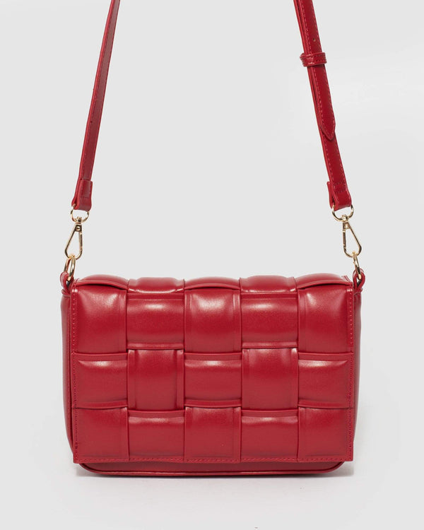 Red Nicole Woven Crossbody Bag | Crossbody Bags