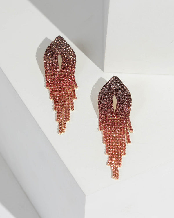 Red Ombre Effect Crystal Drop Earrings | Earrings