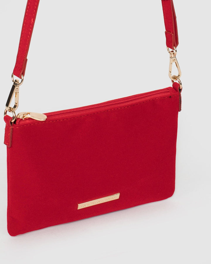 Colette by Colette Hayman Red Peta Plate Chain Strap Crossbody Bag