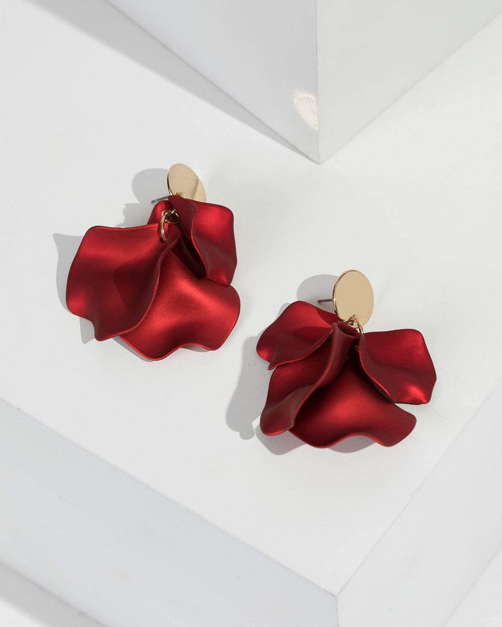Red Petal Drop Earrings | Earrings