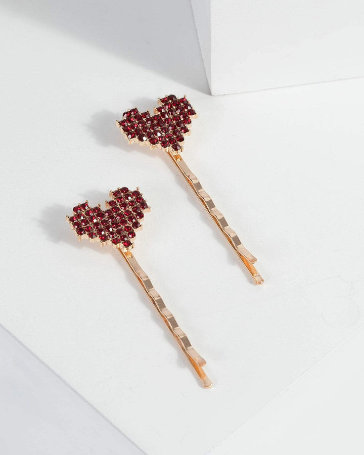 Red Pixel Heart Bobby Pin | Accessories