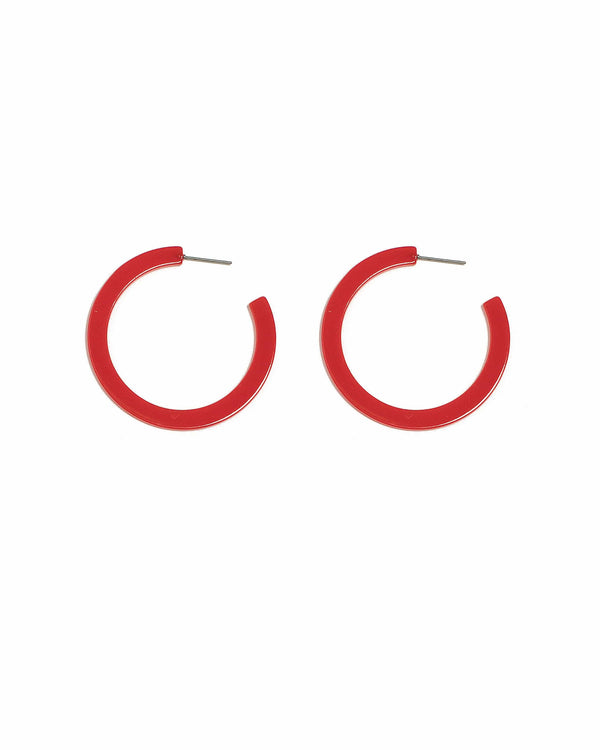 Colette by Colette Hayman Red Silver Tone Acrylic Hoop Earrings