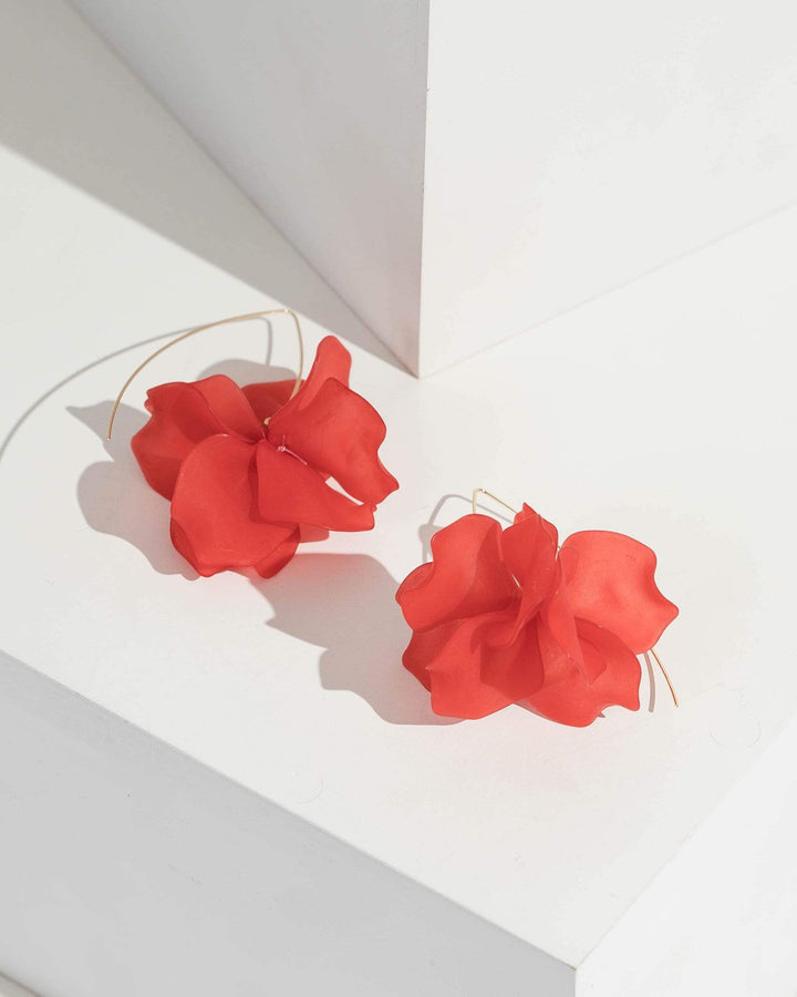 Red Soft Floral Drop | Earrings