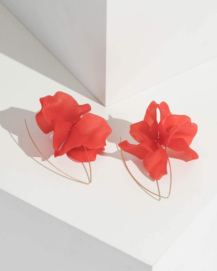 Red Soft Floral Drop | Earrings