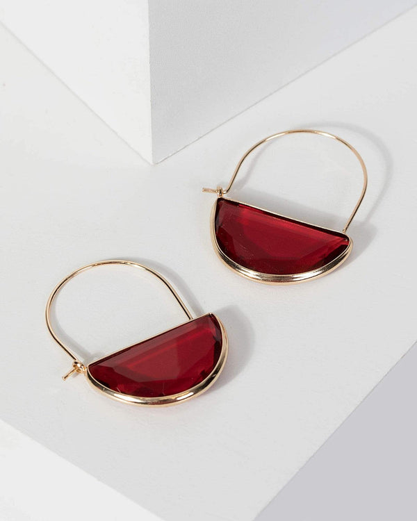 Colette by Colette Hayman Red Split Oval Hoop Earrings