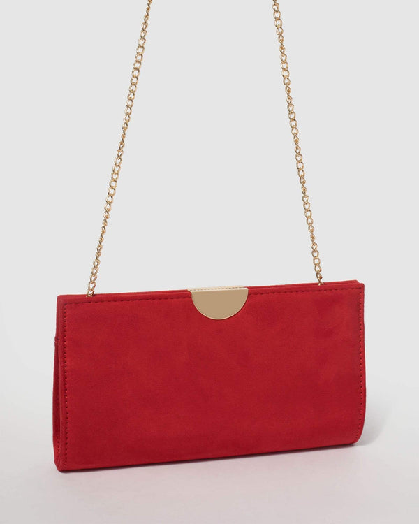 Red Suedette Carlie Clutch Bag | Clutch Bags