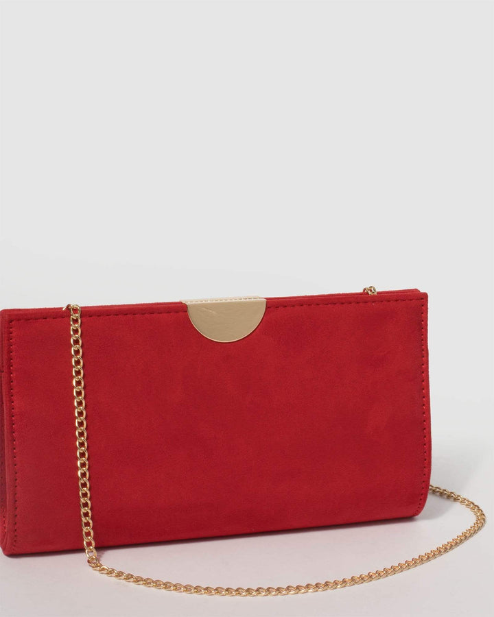 Red Suedette Carlie Clutch Bag | Clutch Bags