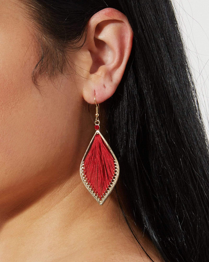 Red Teardrop Thread Earrings | Earrings