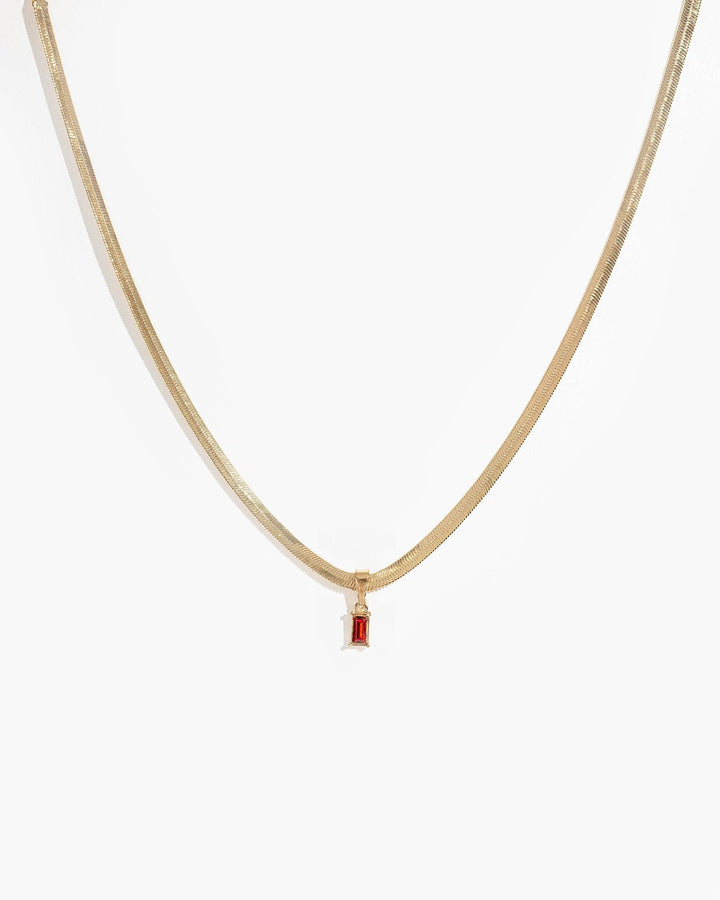 Colette by Colette Hayman Red Thin Rectangle Crystal Pendant Necklace