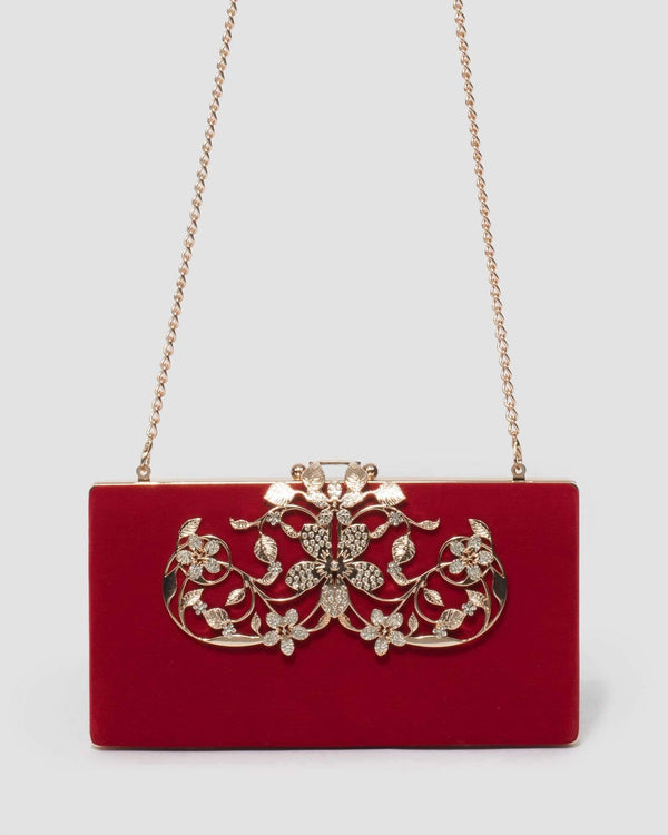 Red Victoria Clip Clutch Bag | Clutch Bags