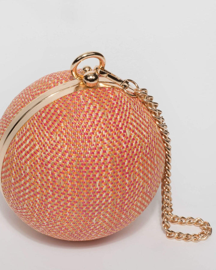Red Weave Miley Round Clutch Bag | Clutch Bags
