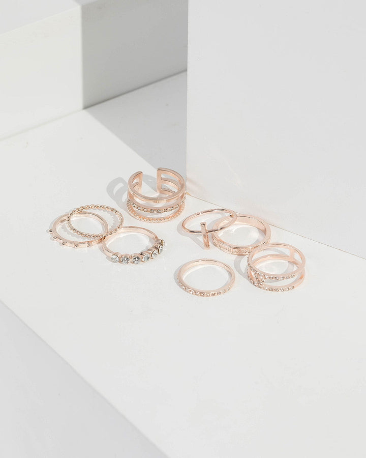 Rose Gold 10 Pack Fine Band Ring | Rings