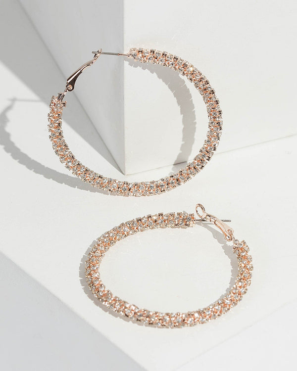 Rose Gold 55Mm Crystal Hoop Earrings | Earrings