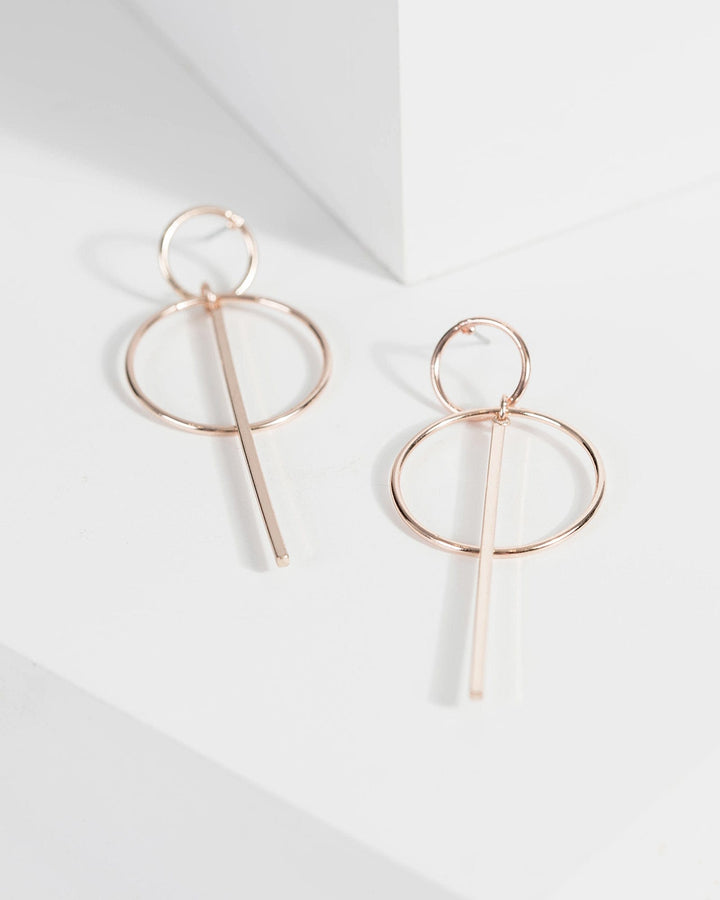 Rose Gold 65Mm Circle Bar Fine Drop Earrings | Earrings