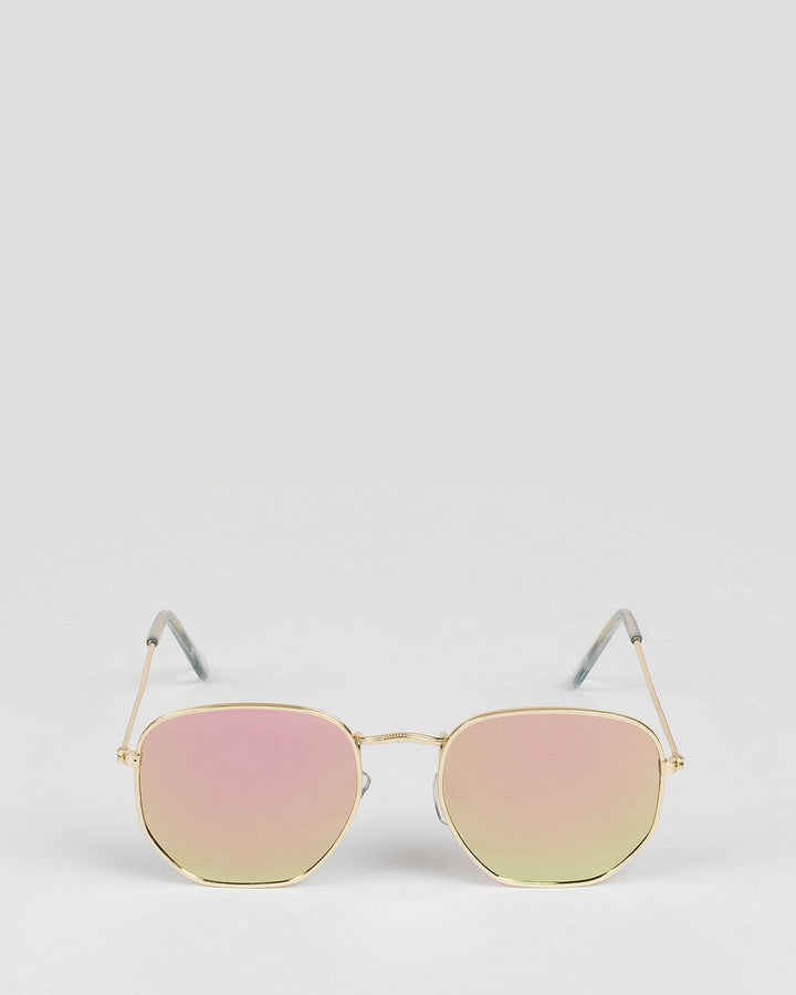 Rose Gold Angled Aviator Sunglasses | Sunglasses