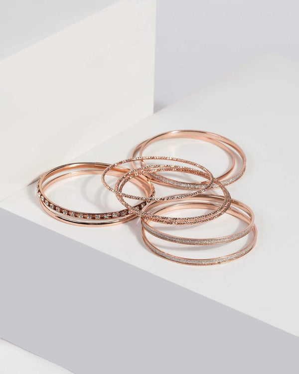 Rose Gold Assorted Bangle Set | Wristwear