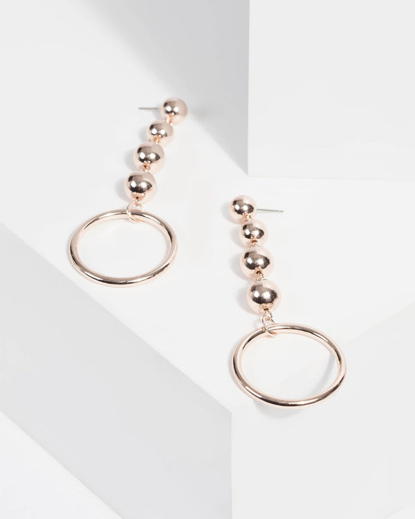 Rose Gold Ball Circle Drop Earrings | Earrings