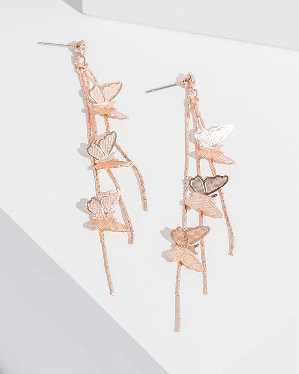 Colette by Colette Hayman Rose Gold Butterfly Tassel Earrings