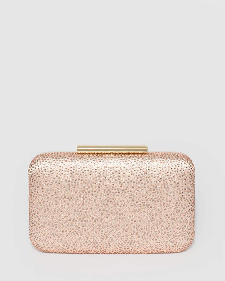 Rose Gold Cassie Crystal Clutch Bag | Clutch Bags