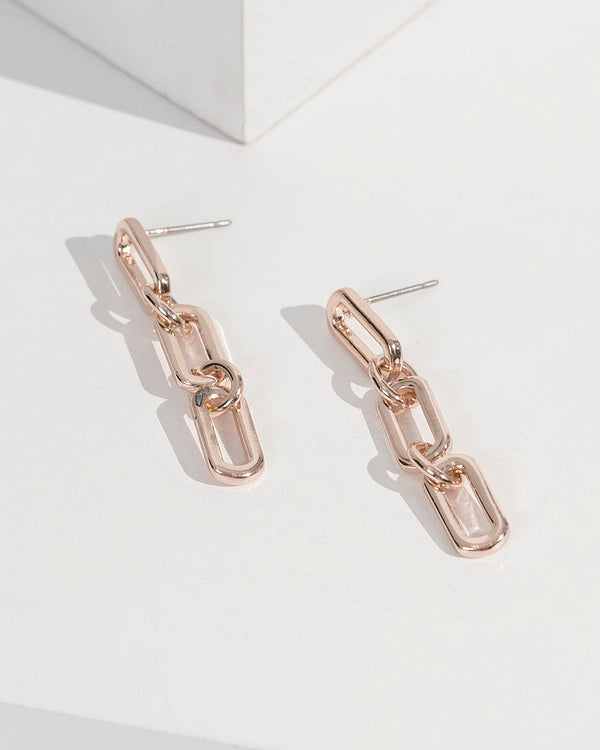 Rose Gold Chain Link Drop Earrings | Earrings