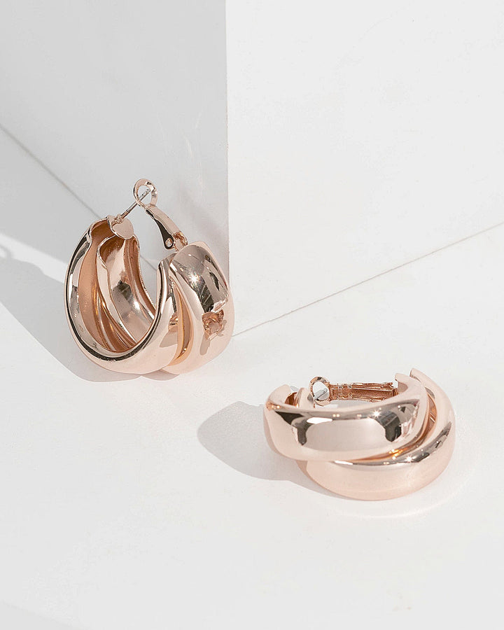 Rose Gold Chunky Twist Hoop Earrings | Earrings
