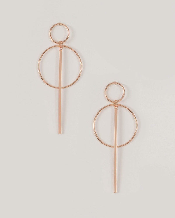 Rose Gold Circle Bar Drop Earrings | Earrings