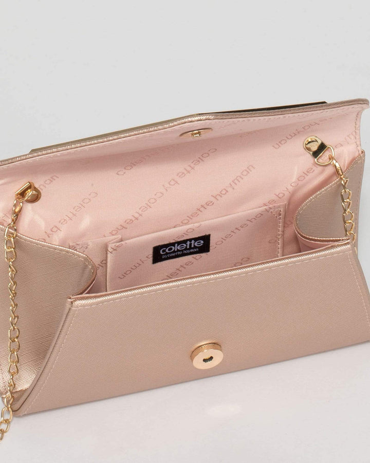 Rose Gold Clare Bar Clutch Bag | Clutch Bags