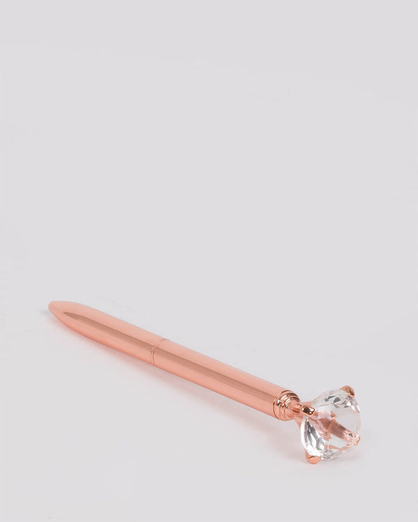 Rose Gold Crystal Ballpoint Metal Pen | Accessories