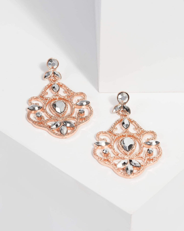 Rose Gold Crystal Beaded Earrings | Earrings