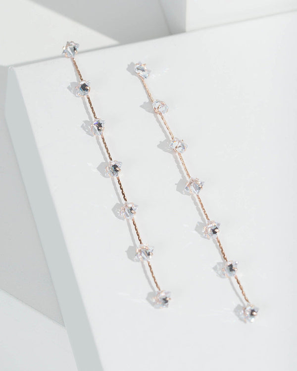 Colette by Colette Hayman Rose Gold Crystal Chain Drop Earrings