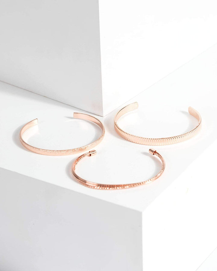 Rose Gold Crystal Cuff 3 Pack Bracelet | Wristwear