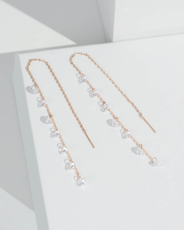 Colette by Colette Hayman Rose Gold Cubic Zirconia Crystal Chain Threader Earrings