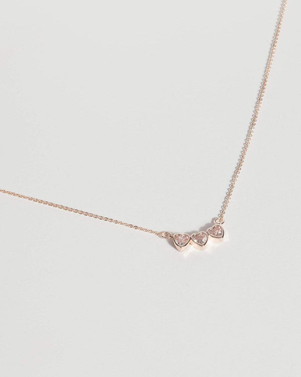 Rose Gold Cubic Zirconia Heart Pendant Necklace | Necklaces