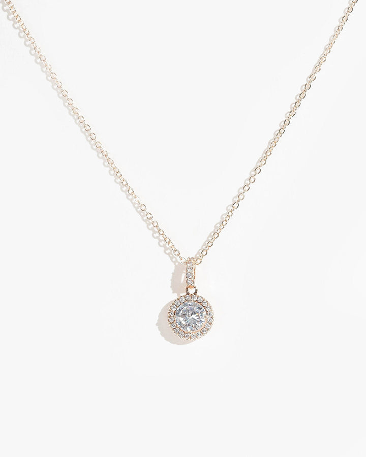 Colette by Colette Hayman Rose Gold Cubic Zirconia Round Crystal Pendant Necklace