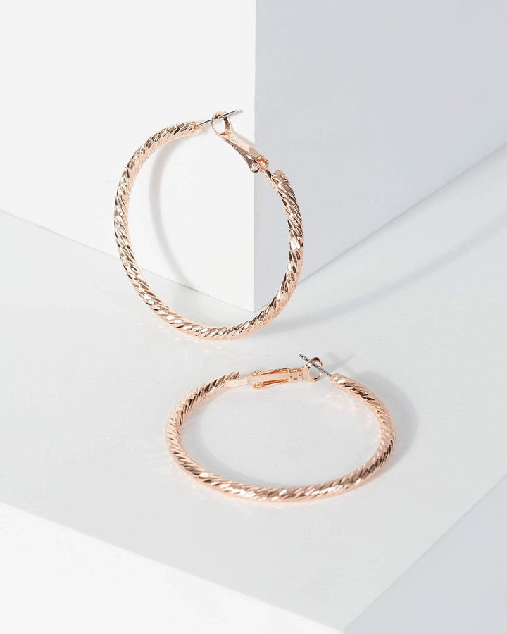 Rose Gold Detail Medium Hoop Earrings | Earrings