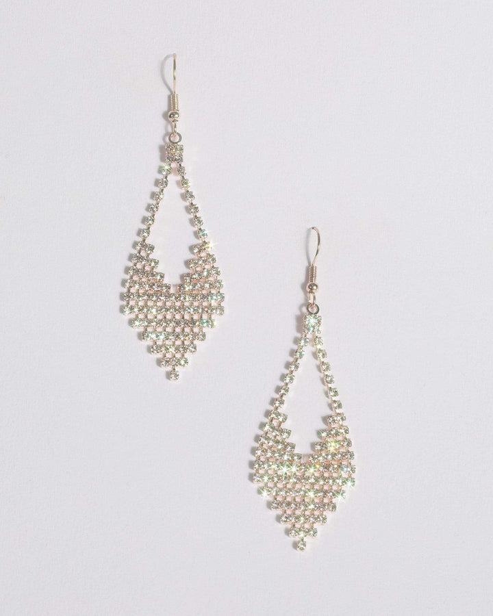 Rose Gold Diamante Arrow Drop Earrings | Earrings